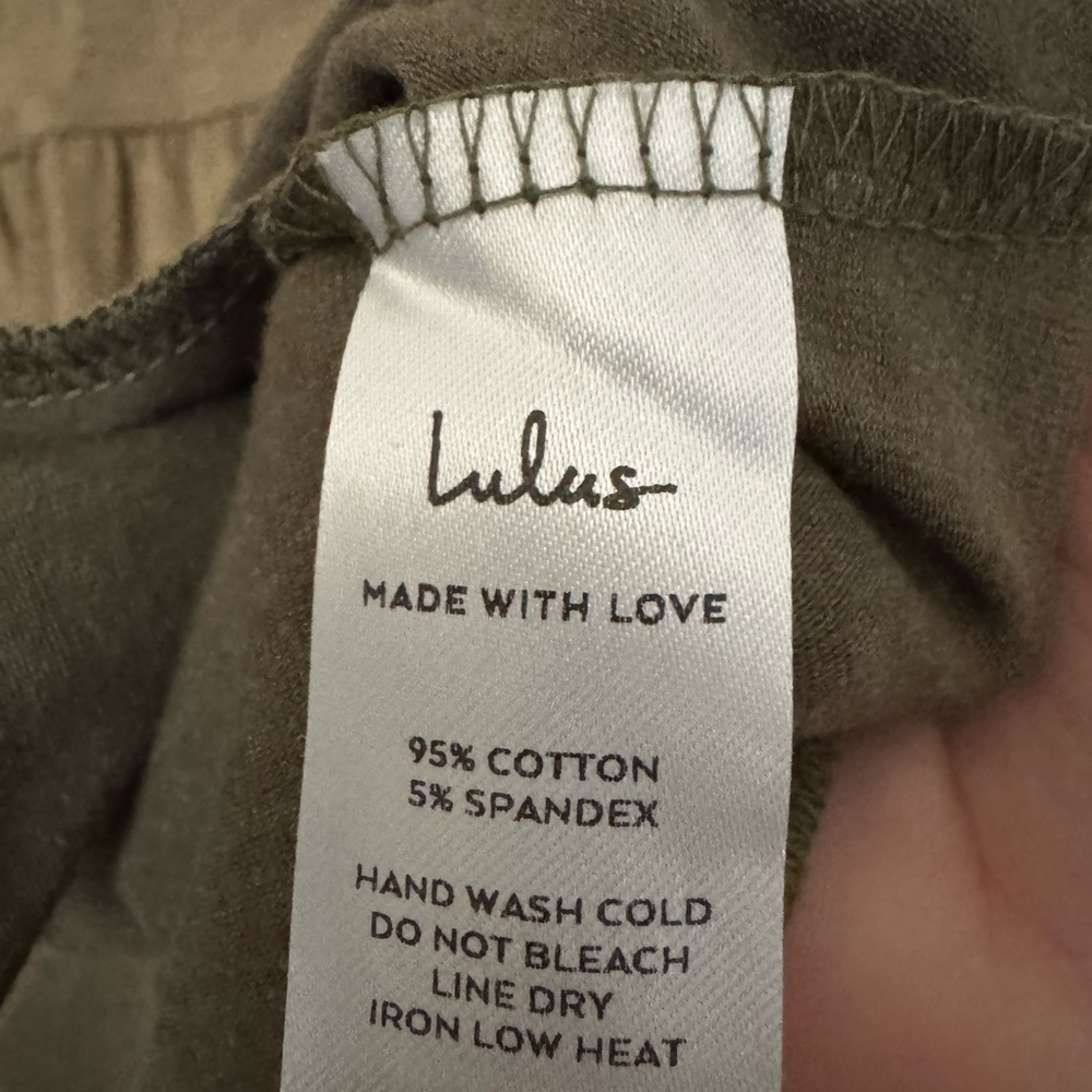 Lulus Olive Green Tiered Babydoll Dress Pockets XL - Picture 8 of 9